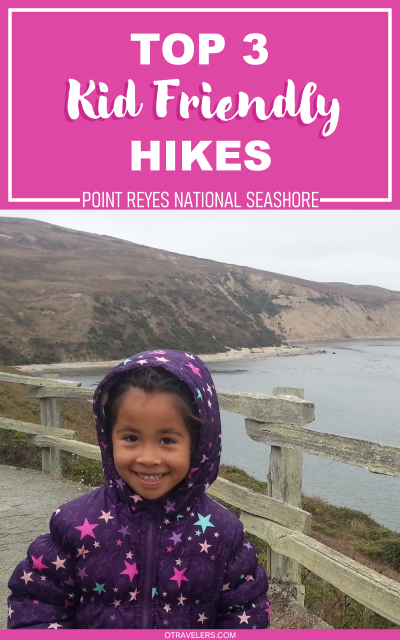 Top 3 Kid Friendly Hikes at Point Reyes National Seashore Child in purple jacket with star pattern with pacific ocean and coast in background